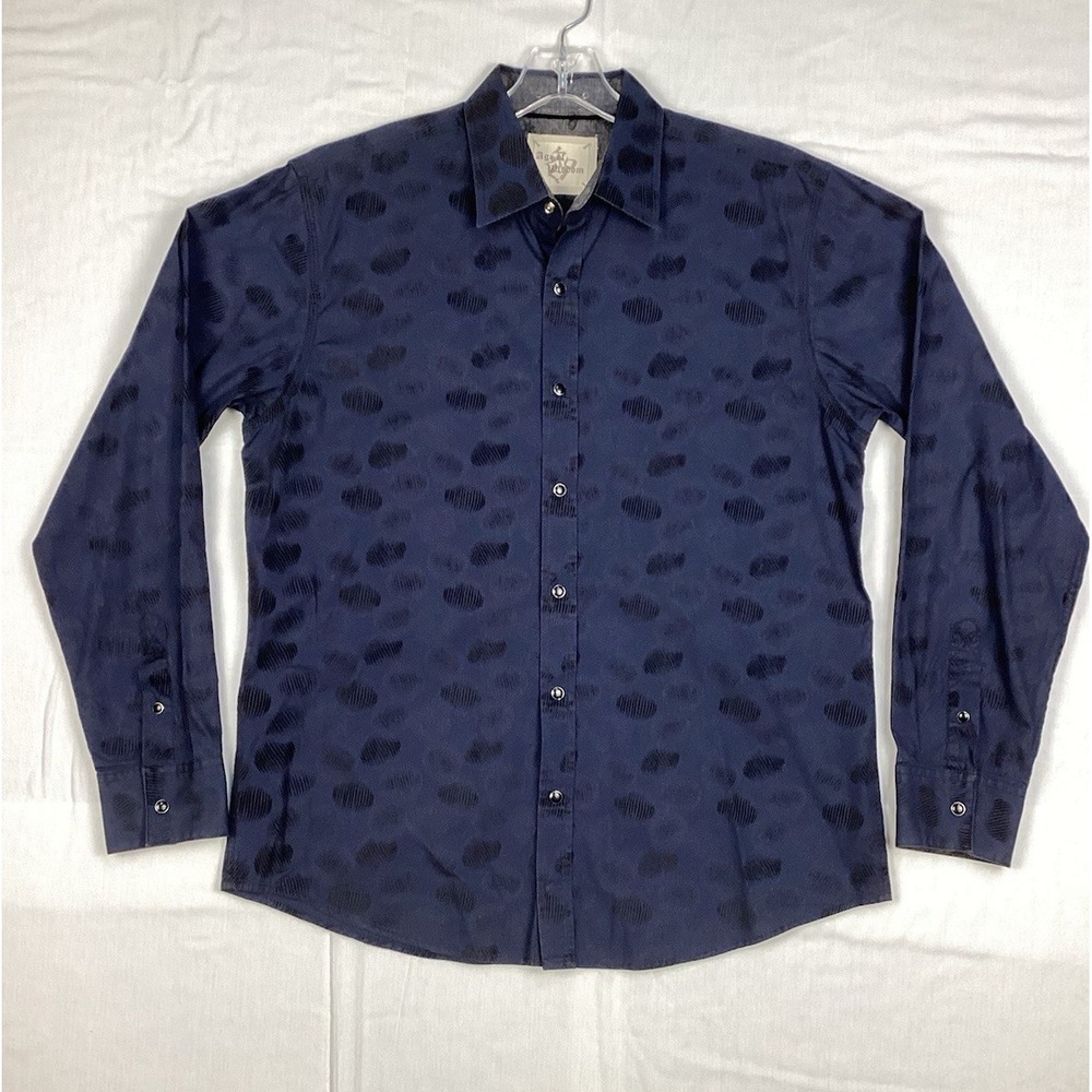 Age Of Wisdom Shirt‎ Men's Large Pearl Snap Flip Cuff Western Long Sleeve Blue